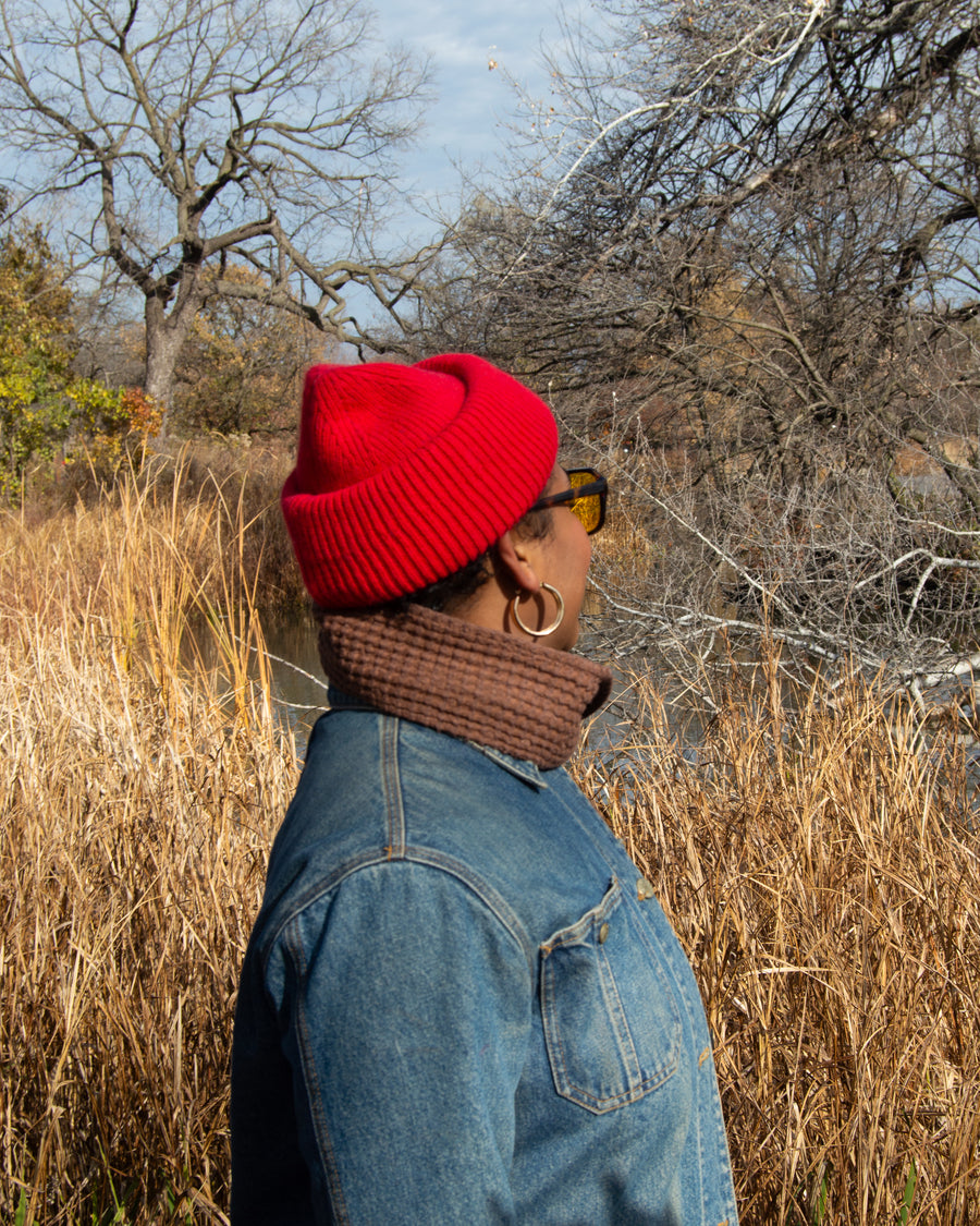 Ronny Bass Red Angora Wool Cap
