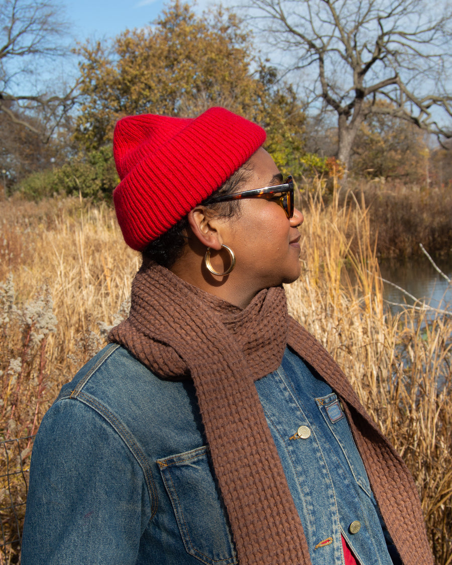 Cocoa Brown Waffle Scarf