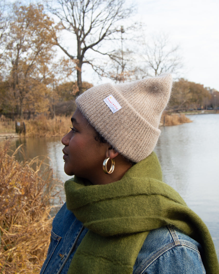 Muskrat Brown Angora Wool Cap