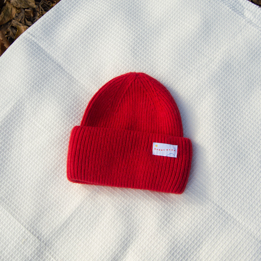 Ronny Bass Red Angora Wool Cap