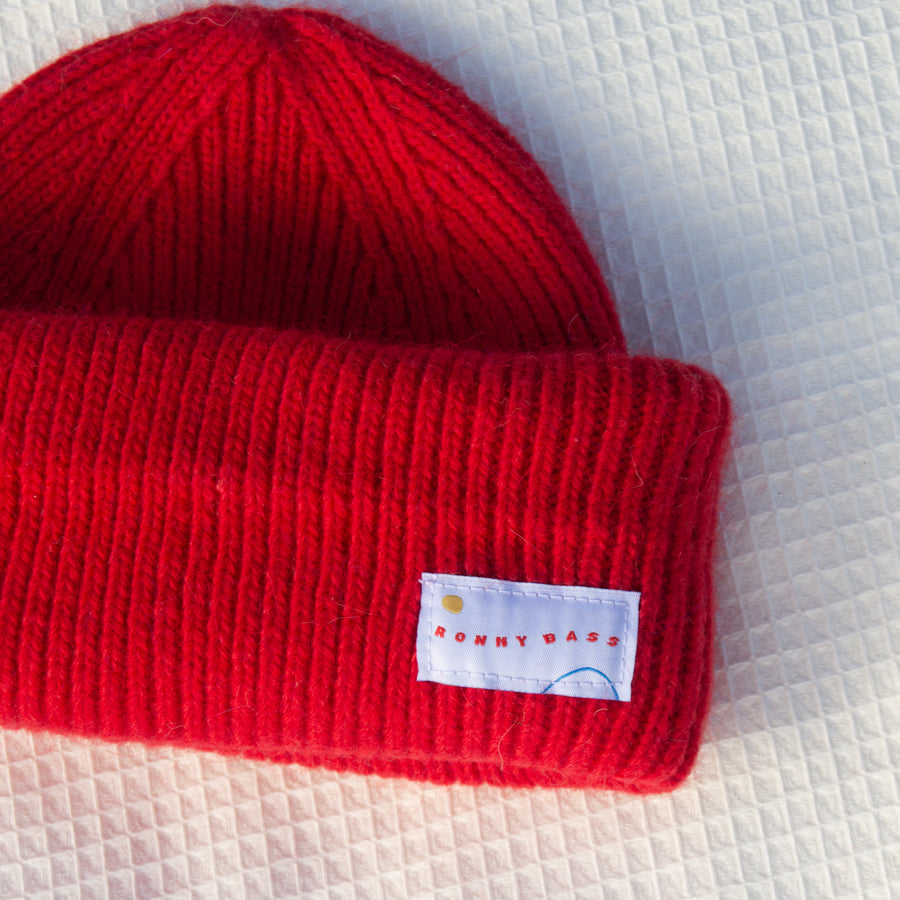 Ronny Bass Red Angora Wool Cap