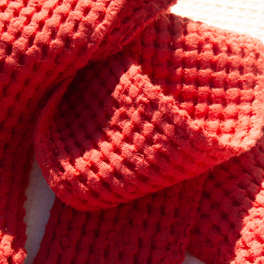 Ronny Bass Red Waffle Scarf