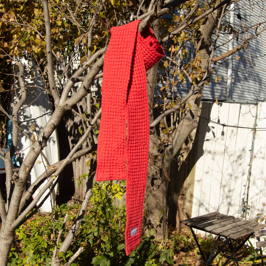 Ronny Bass Red Waffle Scarf