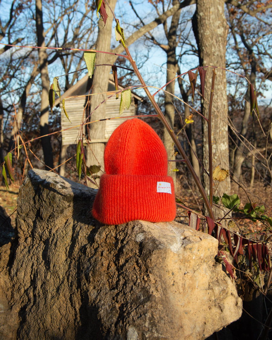 Hunter Orange Angora Wool Cap