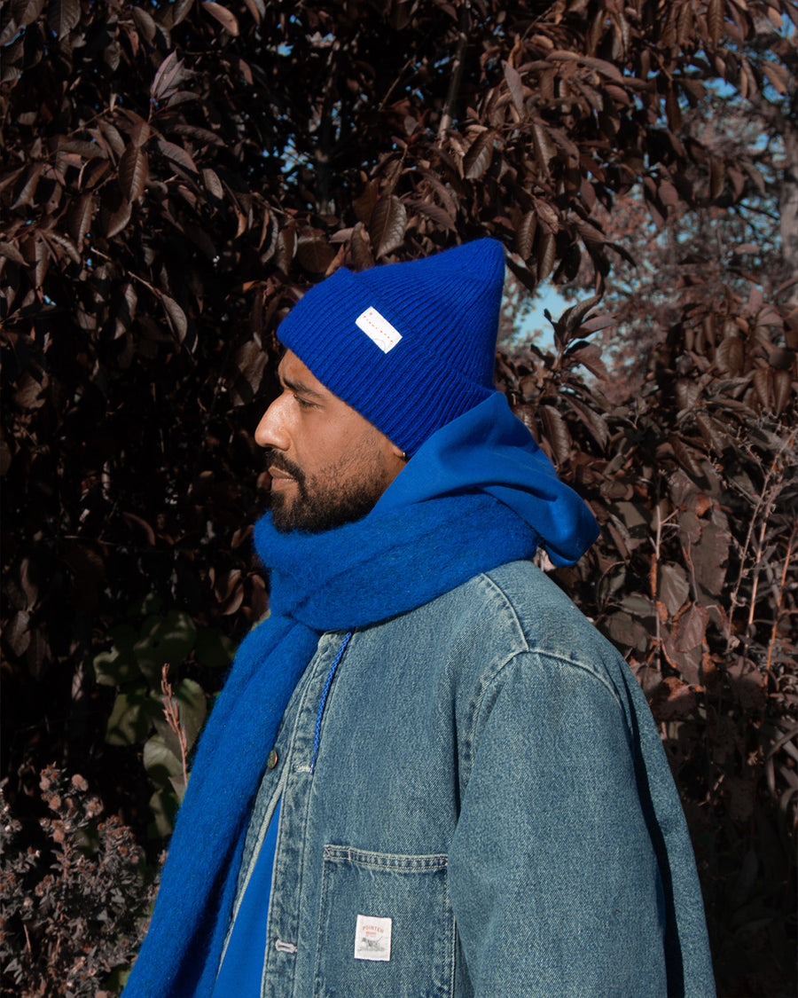 Cobalt Blue Angora Wool Cap