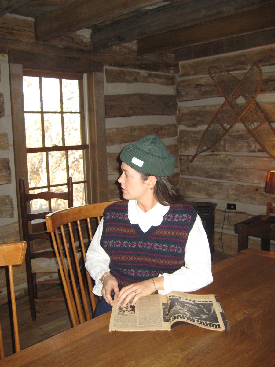 Forest Green Recycled Knit Cap